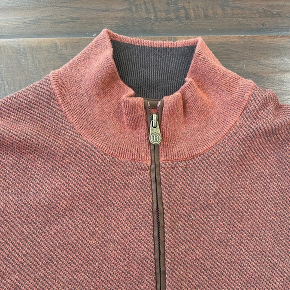 JOS A BANK RESERVE Men's Cashmere Blend Mock Neck Sweater Rust Black Sz Large - Picture 4 of 12
